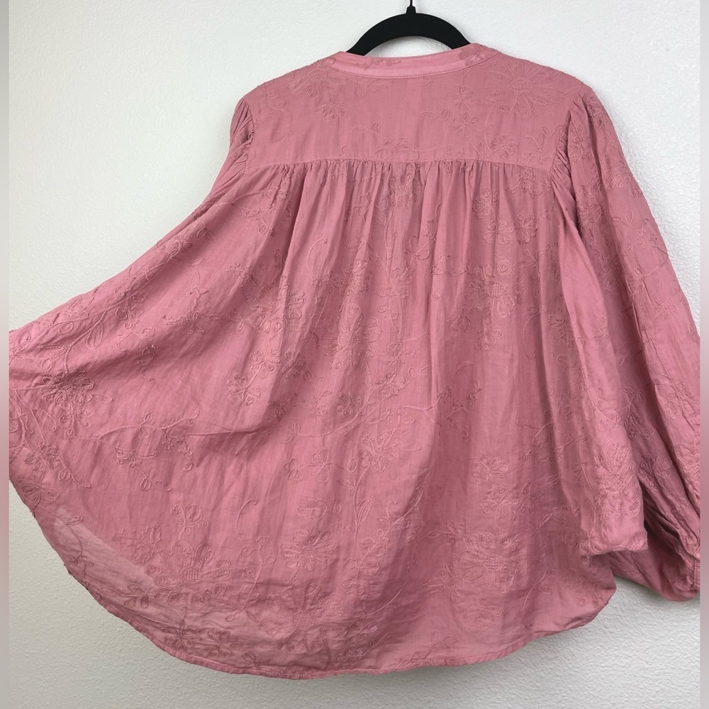 Anthro Pilcro Women's Small Mauve Pink Embroidered Floral Faustine Dolman Blouse - Picture 14 of 16